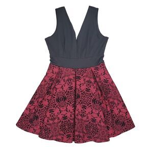 Haute Monde Black Red Burnout Velvet Dress XL Whimsigoth Vamp Witchy